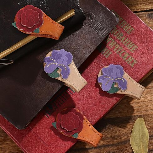 2PCS Magnetic Bookmarks with Pen Clip, Leather Bookmarks for Women, Magnetic Pen Holder Book Accessories in Kuwait