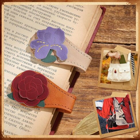 2PCS Magnetic Bookmarks with Pen Clip, Leather Bookmarks for Women, Magnetic Pen Holder Book Accessories in Kuwait