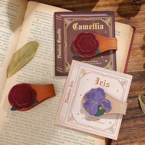 2PCS Magnetic Bookmarks with Pen Clip, Leather Bookmarks for Women, Magnetic Pen Holder Book Accessories in Kuwait