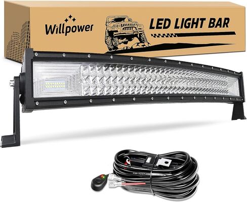Willpower منحني شريط ضوء LED 42 بوصة 540 واط بقعة الفيضانات كومبو الصف الثلاثي أدى القيادة على الطرق الوعرة أضواء العمل الضباب مع تسخير الأسلاك لالتقاط شاحنة SUV ATV UTV الخفيفة، 12V 24V in Saudi Arabia