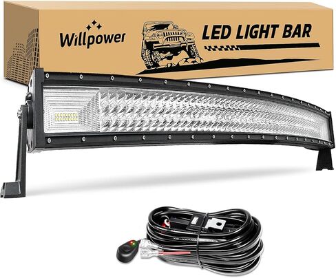 Willpower منحني شريط ضوء LED 42 بوصة 540 واط بقعة الفيضانات كومبو الصف الثلاثي أدى القيادة على الطرق الوعرة أضواء العمل الضباب مع تسخير الأسلاك لالتقاط شاحنة SUV ATV UTV الخفيفة، 12V 24V in Saudi Arabia