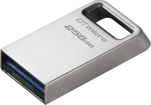 Kingston DataTraveler Micro 256GB USB Flash Drive | Ultra-Small Premium Metal Design | USB 3.2 Gen 1 | Speeds up to 200MB/s | DTMC3G2/256GB,Silver in Kuwait