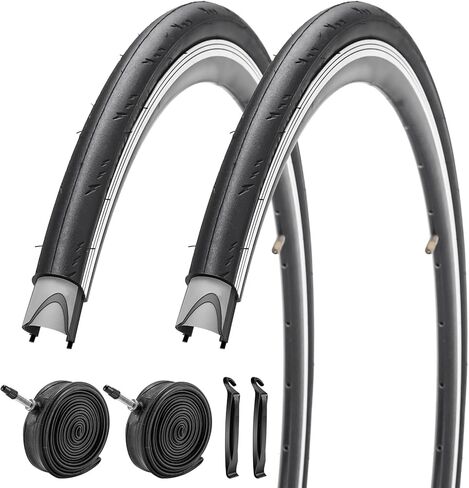 2 Pack 700x23C/25C/28C/35C/38C Bike Tires Plus Bike Inner Tubes Presta Valve 48mm or Schrader Valve 48mm Foldable Replacement Tires for Road Bicycle in Kuwait