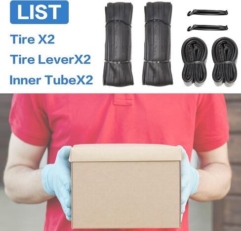 2 Pack 700x23C/25C/28C/35C/38C Bike Tires Plus Bike Inner Tubes Presta Valve 48mm or Schrader Valve 48mm Foldable Replacement Tires for Road Bicycle in Kuwait