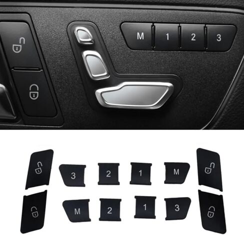 السيارات الداخلية متوافقة مع بنز للفئة B W246 2015 2016 للفئة W176 2013-2015 سيارة الداخلية غطاء زر تقليم ملصقات غطاء التبديل الوسائط المتعددة (زر النافذة الأسود) in Kuwait