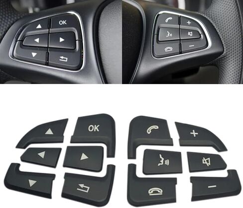 السيارات الداخلية متوافقة مع بنز للفئة B W246 2015 2016 للفئة W176 2013-2015 سيارة الداخلية غطاء زر تقليم ملصقات غطاء التبديل الوسائط المتعددة (زر النافذة الأسود) in Kuwait