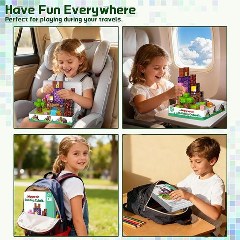 OUGUI Mini Magnetic Blocks Travel Toys for Kids - 35 PCS Magnet Building Blocks Building Cubes with Iron Box STEM Educational Magnetic Toys Christmas Birthday Gift for Ages 4-8 Boys Girls Toddlers in Saudi Arabia