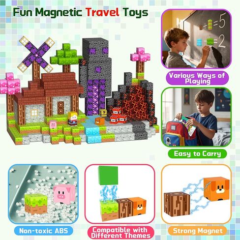OUGUI Mini Magnetic Blocks Travel Toys for Kids - 35 PCS Magnet Building Blocks Building Cubes with Iron Box STEM Educational Magnetic Toys Christmas Birthday Gift for Ages 4-8 Boys Girls Toddlers in Saudi Arabia