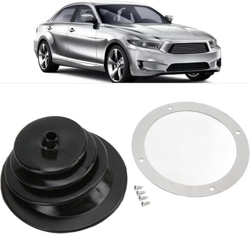 Acouto Round Shifter Boot, Gear Shift Handbrake L Boot Plate Kit Black Rubber Round 5.250in 13.3cm Universal bootsThe Shifter Boot Plate kit is extensively Univers in Saudi Arabia