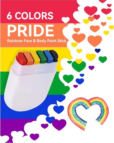 عبوتان من طلاء الوجه بألوان قوس قزح - عصا مكياج علم قوس قزح للمثليين، طلاء للوجه والجسم لموكب الفخر، واحتفالات شهر الفخر، والحفلات التنكرية، والمهرجانات in Kuwait