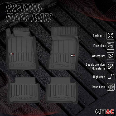 OMAC Premium Floor Mats for Mercedes E Class Sedan Wagon 2003-2009, All Weather, Heavy Duty, 4 Pieces, Black in Saudi Arabia