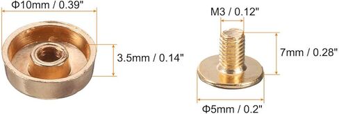 HARFINGTON 32set Flat Head Stud Spike 10mm Alloy Purse Feet Handbag Nail Head Stud Flat Buckle Button Cap Rivets Round Wheel Buckles Tool Set for DIY Leather Craft, Gold Tone in Saudi Arabia