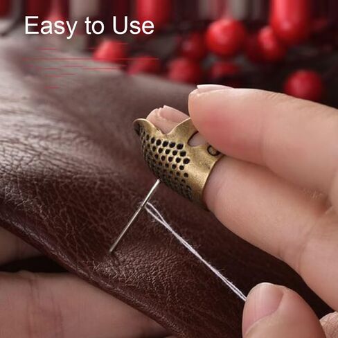 2 Pieces Sewing Thimble for Hand Sewing, Metal Sewing Thimble Finger Protector Accessories in Saudi Arabia