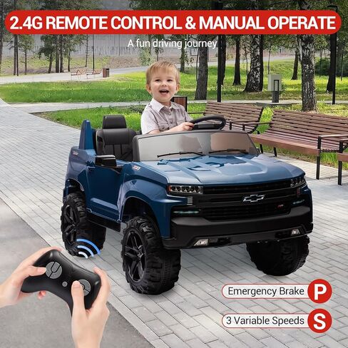 سيارة ركوب للأطفال بمقعدين 24 فولت، شاحنة كهربائية مرخصة من شيفروليه سيلفرادو مع جهاز تحكم عن بعد للوالدين، نظام تعليق زنبركي وموسيقى لاسلكية، سيارة لعبة خارجية للأعمار من 3 إلى 8 سنوات in Saudi Arabia