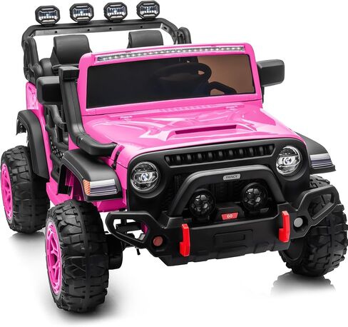 2 Seater Electric Ride on Car Truck, 24V 4x4 Ride on Toy for Kids 4-8 with Remote Control, EVA Tires - Pink in Saudi Arabia