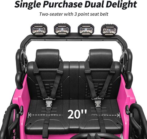 2 Seater Electric Ride on Car Truck, 24V 4x4 Ride on Toy for Kids 4-8 with Remote Control, EVA Tires - Pink in Saudi Arabia