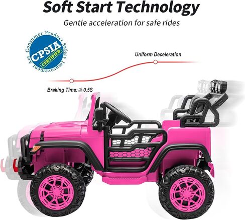 2 Seater Electric Ride on Car Truck, 24V 4x4 Ride on Toy for Kids 4-8 with Remote Control, EVA Tires - Pink in Saudi Arabia