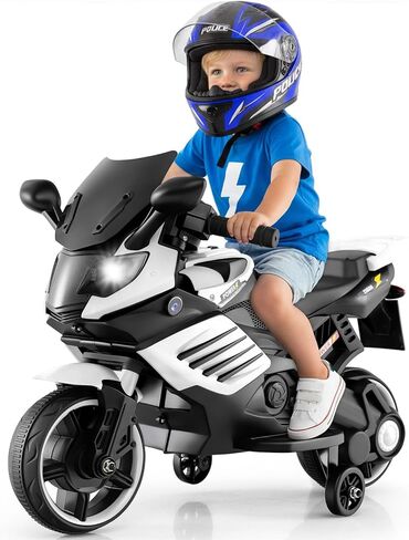 OLAKIDS 6V Kids Motorcycle with Training Wheels, Horn, Music, Headlight for Boys Girls Aged 3+ Years (Red) in Saudi Arabia