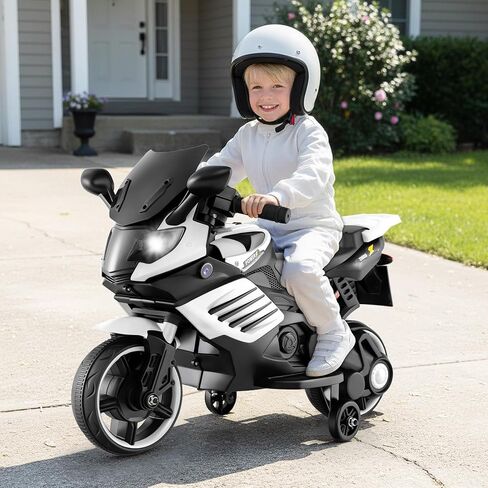 OLAKIDS 6V Kids Motorcycle with Training Wheels, Horn, Music, Headlight for Boys Girls Aged 3+ Years (Red) in Saudi Arabia