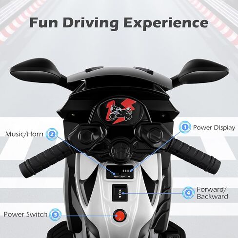 OLAKIDS 6V Kids Motorcycle with Training Wheels, Horn, Music, Headlight for Boys Girls Aged 3+ Years (Red) in Saudi Arabia