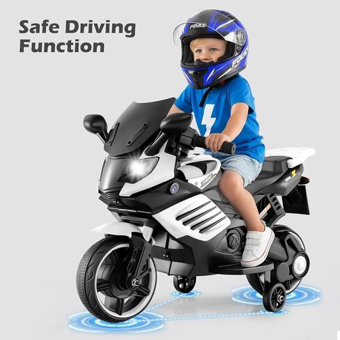OLAKIDS 6V Kids Motorcycle with Training Wheels, Horn, Music, Headlight for Boys Girls Aged 3+ Years (Red) in Saudi Arabia