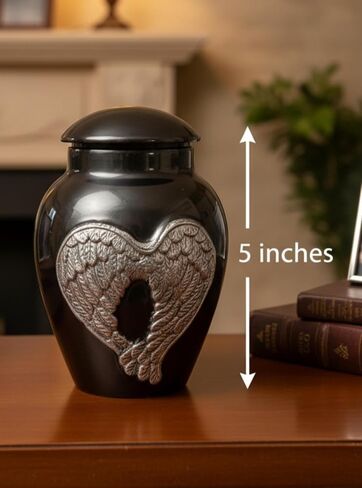 Red Cremation Urns for Ashes Adult Male/Female -Beautiful Unique 3D Style Decorative Urns W/Velvet Bag -5" Aluminium Small Cremation Urn for Funeral for Pet or Human Ashes Small urn (Angel Wings) in Saudi Arabia