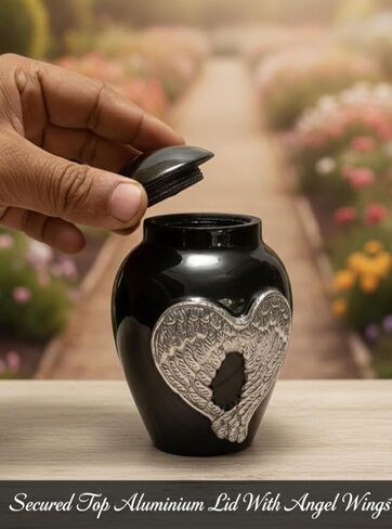 Red Cremation Urns for Ashes Adult Male/Female -Beautiful Unique 3D Style Decorative Urns W/Velvet Bag -5" Aluminium Small Cremation Urn for Funeral for Pet or Human Ashes Small urn (Angel Wings) in Saudi Arabia