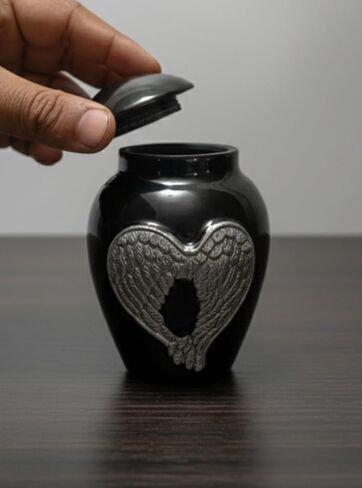 Red Cremation Urns for Ashes Adult Male/Female -Beautiful Unique 3D Style Decorative Urns W/Velvet Bag -5" Aluminium Small Cremation Urn for Funeral for Pet or Human Ashes Small urn (Angel Wings) in Saudi Arabia