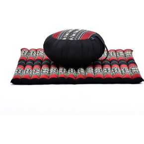 Leewadee Meditation Cushion Set – 1 Round Zafu Meditation Pillow and 1 Square Roll-Up Zabuton Meditation Mat, Pillows Bundle Filled with Kapok