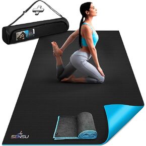 Sensu Large Yoga Mat - 6’ x 4’ x 9mm Extra Thick Exercise Mat for Yoga, Pilates, Stretching, Cardio Home Gym Floor, Non- Slip Anti Tear Eco-Friendly Workout Mat - Use Without Shoes