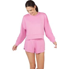 Yogalicious Scuba Zuri Cropped Crew Pullover Sweatshirt and Scuba Zuri Drawstring Short Set
