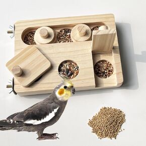 FlidRunest Wooden Bird Foraging Puzzle Toys, Parrot Enrichment Toys for Parrots Parakeet, Cockatiel, Sun Conures, Caique, Cockatoo, Small Pet Interactive Mental Enrichment Foraging Toys