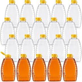 Layhit 20 Pieces 32 oz Plastic Honey Jars Clear Plastic Honey Bottles with Lids Honey Container Dispenser with Flip Lid Empty Honey Squeeze Bottle for Easy Storing and Dispensing