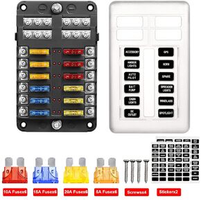 Kofarrten 6 Way Blade Fuse Block، 12V مقاوم للماء حامل صندوق الصمامات، 6 دائرة سلبية حافلة فيوز مربع مع مؤشر LED للسيارات سيارة شاحنة قارب البحرية RV فان