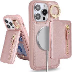 iPhone 14 pro max case with Card Holder, iPhone 14 pro max Phone Case Wallet for Women magsafe Compatible Wallet Detachable 2-in-1 for Men-Black