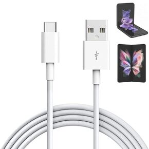 Replacement USB C Charger Cable for Samsung Galaxy Z Flip 5 5G, Z Flip 4 5G, Flip 3, flip 2, Samsung Galaxy Z Fold 5, Z Fold 4, Fold 3, Samsung flip Phone Type-c Fast Charging Cord Power (5ft White)