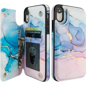 HAOPINSH for iPhone XR Case Wallet with Card Holder, American Flag Sunflowers Pattern Back Flip Folio PU Leather Kickstand Card Slots Case for Women Girls, Double Magnetic Clasp Cover 6.1"