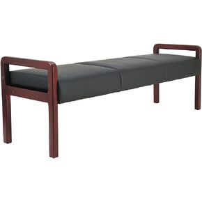 Alera ALE Reception Lounge WL Series Bench, 65 3/4 x 22 1/4 x 22 7/8, Black/Mahogany