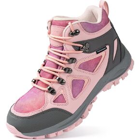 @ R CORD Kids Hiking Boots Waterproof Girls Hiking Boots Durable TPR Traction Outsole Anti-Skid Athletic Lace Up