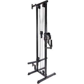 Signature Fitness Wall Mount Cable Station with Adjustable Dual Pulley System Pull Down Fitness Station