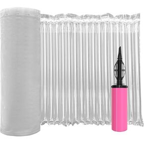 Large Bubble Cushioning Wrap for Packing 15.75inch*164feet Inflatable Air Pillows for Shipping & Moving Fragile Items Heavy Duty Wine Packaging Glass Bottle Packing Material with Pump, 55um