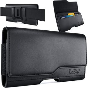 DeBin Holster for Samsung Galaxy S24 Ultra 5G, S23 Ultra S22 Ultra S21 Ultra A54 A53 A25 A15 A42 Note 20 Cell Phone Belt Holder Case with Clip ID Card Slot Pouch Fits Otterbox Commuter Case Black