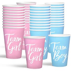 BRT Bearingshui Gender Reveal Party Paper Cups 50Pack,Team Boy Team Girl Gender Reveal Cups, Gender Reveal Baby Shower Party Decorations Supplies