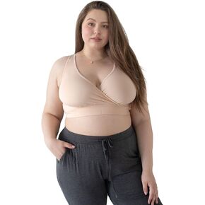 Kindred Bravely French Terry Racerback Busty Nursing Sleep Bra for E, F, G, H, I Cup | Maternity Bra for Breastfeeding (Beige, 1X-Busty)