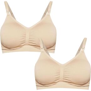 Motherhood Maternity Women's Full Busted Seamless Clip Down Nursing Bra, Sandshell/Sandshell 2 Pack