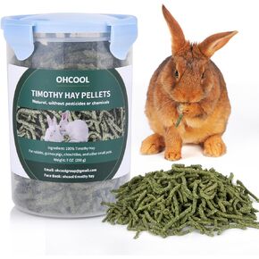 OHCOOL Timothy Hay Pellets 7oz - 100% Timothy Premium Nutrition Pellet for Tortoise, Rabbits 7 oz