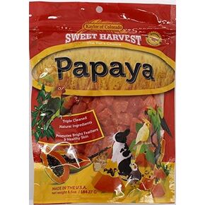 Sweet Harvest Papaya Treat, 6.5 Oz Bag - Real Fruit for Birds and Small Animals - Rabbits, Hamsters, Guinea Pigs, Mice, Gerbils, Rats, Cockatiels, Parrots, Macaws, Conures