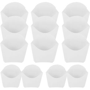 Snackle Box Container 24pcs Paper French Fries Cups White French Fries Holder Onion Rings Popcorn Fried Food Packaging box One Time Fries Cups for Home Restaurant Dessert Trays