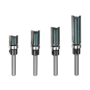 HARFINGTON Pattern Flush Trim Router Bit 1/4" Shank 1/2" Cutting Dia 15/32", 4/5", 1", 1-1/2" Cutting Length Precise Cutting Milling Cutter Tool with Bearings for Woodworking, Blue