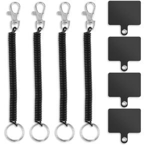 4 Sets Phone Lanyard Tether With Patch, Anti Theft Phone Strap Safety Retractable Phone Clip Phone Leash Anti Theft Cell Phone Tether Phone Patch For Outdoor Skiing Hiking Cycling Fishing Climbing